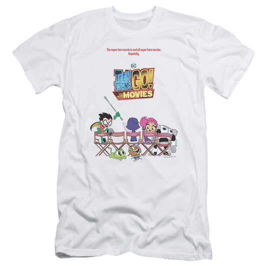 Teen Titans Go To The Movies Poster Slim Fit Mens T Shirt White