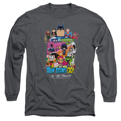 Teen Titans Go To The Movies Hollywood Mens Long Sleeve Shirt Charcoal