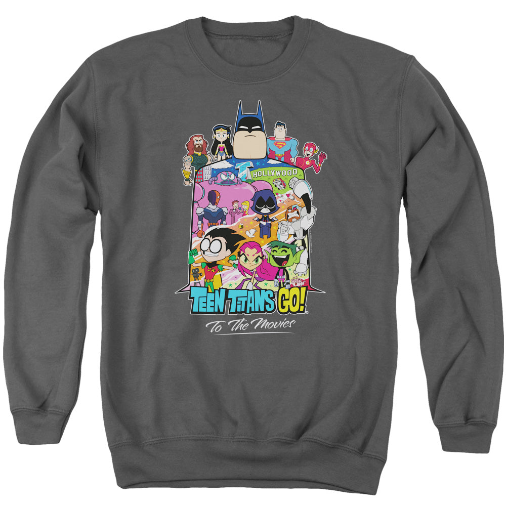 Teen Titans Go To The Movies Hollywood Mens Crewneck Sweatshirt Charcoal