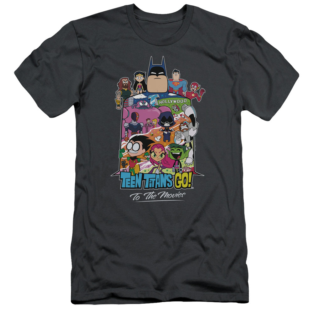 Teen Titans Go To The Movies Hollywood Slim Fit Mens T Shirt Charcoal