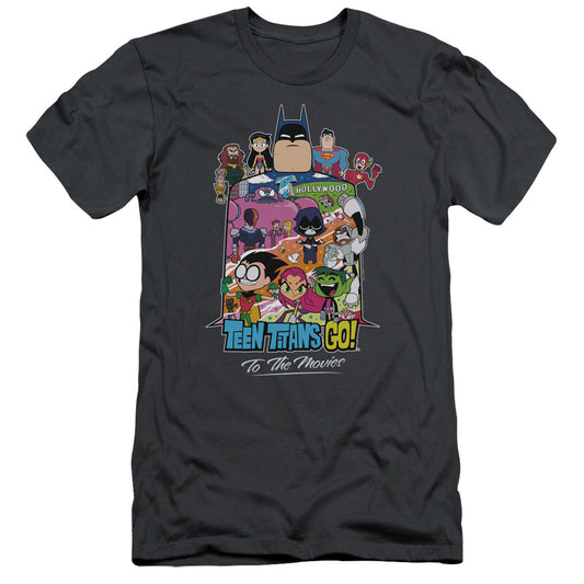 Teen Titans Go To The Movies Hollywood Slim Fit Mens T Shirt Charcoal