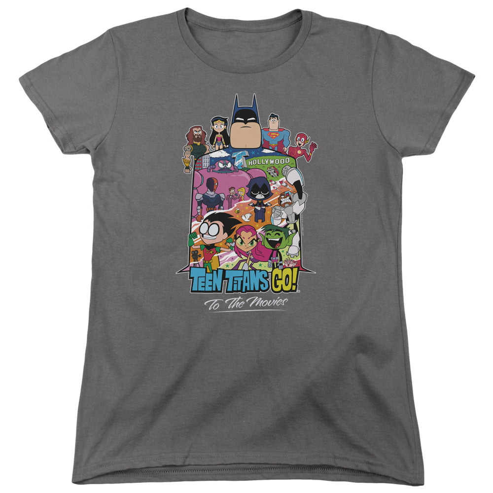 Teen Titans Go To The Movies Hollywood Womens T Shirt Charcoal