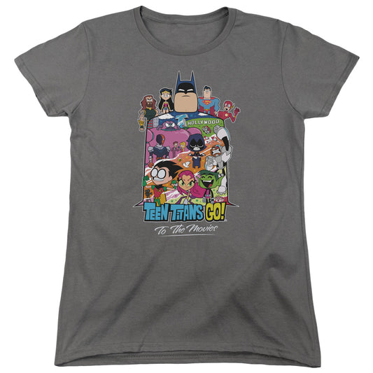 Teen Titans Go To The Movies Hollywood Womens T Shirt Charcoal