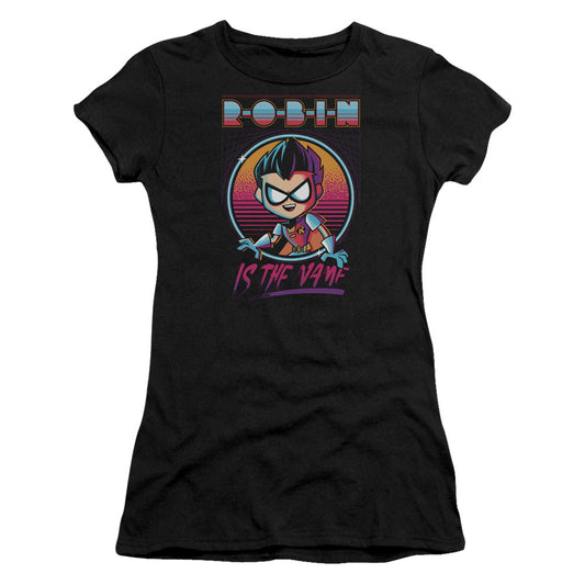 Teen Titans Go To The Movies Robin Junior Sheer Cap Sleeve Womens T Shirt Black