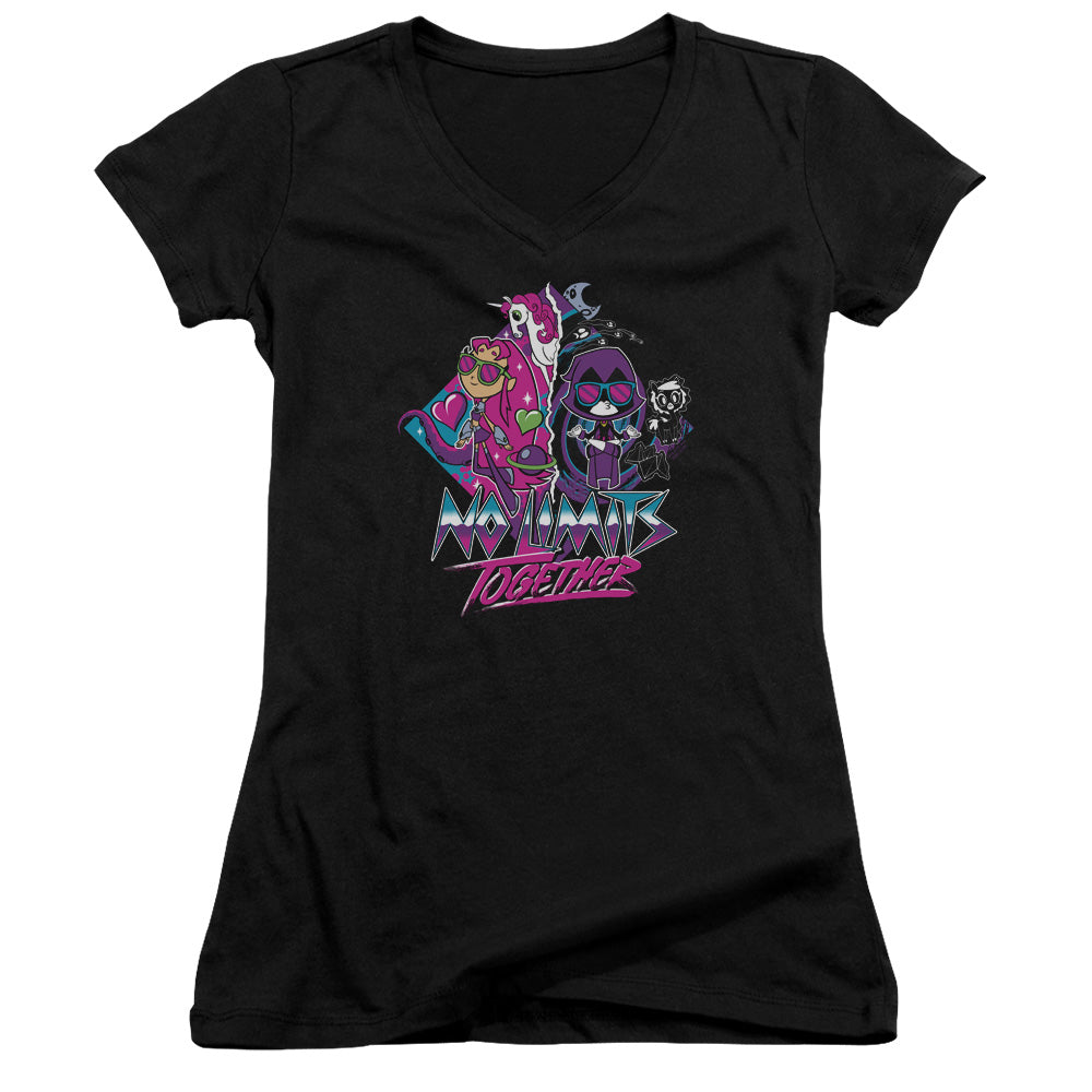 Teen Titans Go To The Movies No Limits Junior Sheer Cap Sleeve V-Neck Womens T Shirt Black