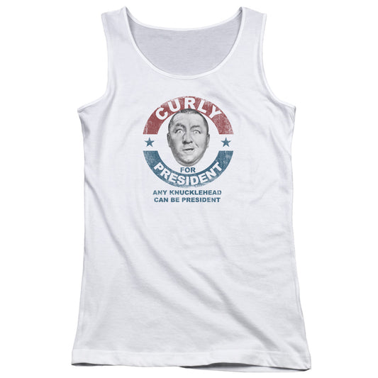 Three Stooges Curly For President Womens Tank Top Shirt White