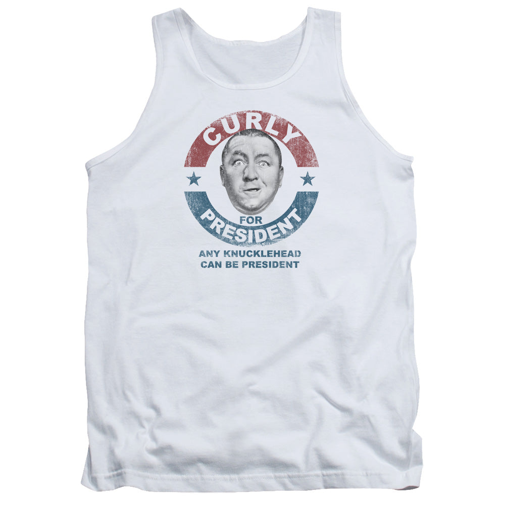 Three Stooges Curly For President Mens Tank Top Shirt White