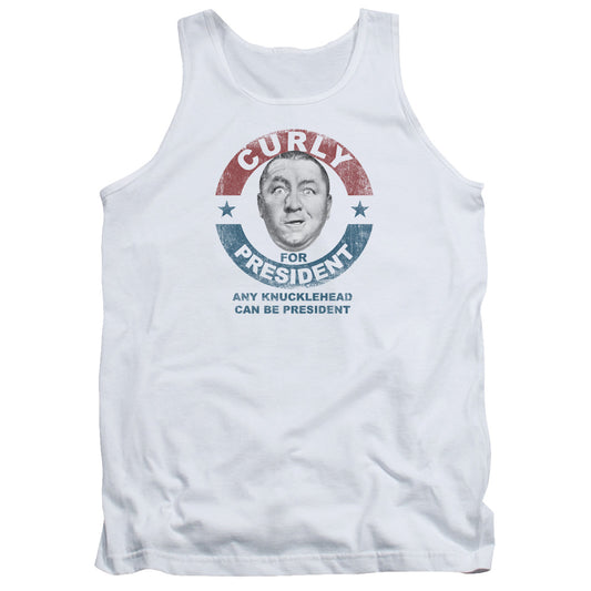 Three Stooges Curly For President Mens Tank Top Shirt White