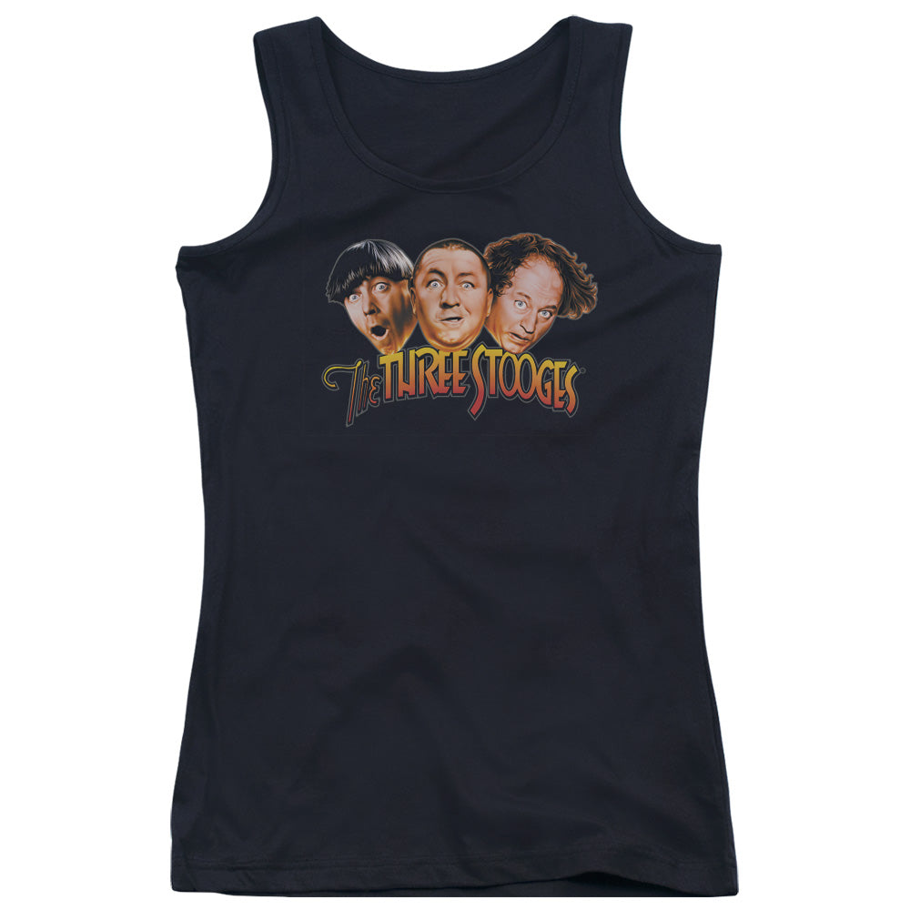 Three Stooges Three Head Logo Womens Tank Top Shirt Black