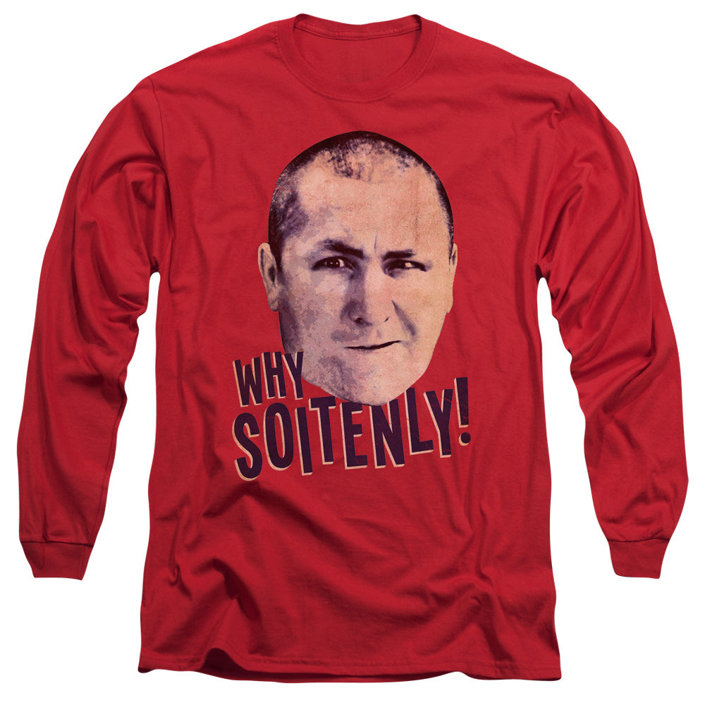Three Stooges Why Soitenly Mens Long Sleeve Shirt Red