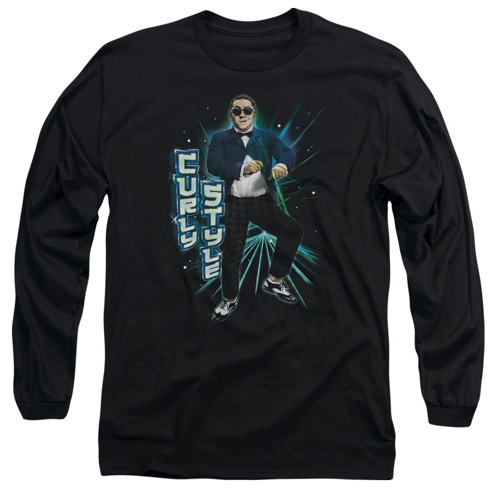 Three Stooges Curly Style Mens Long Sleeve Shirt Black