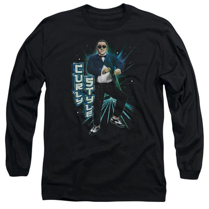 Three Stooges Curly Style Mens Long Sleeve Shirt Black