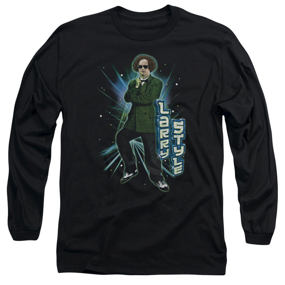 Three Stooges Larry Style Mens Long Sleeve Shirt Black