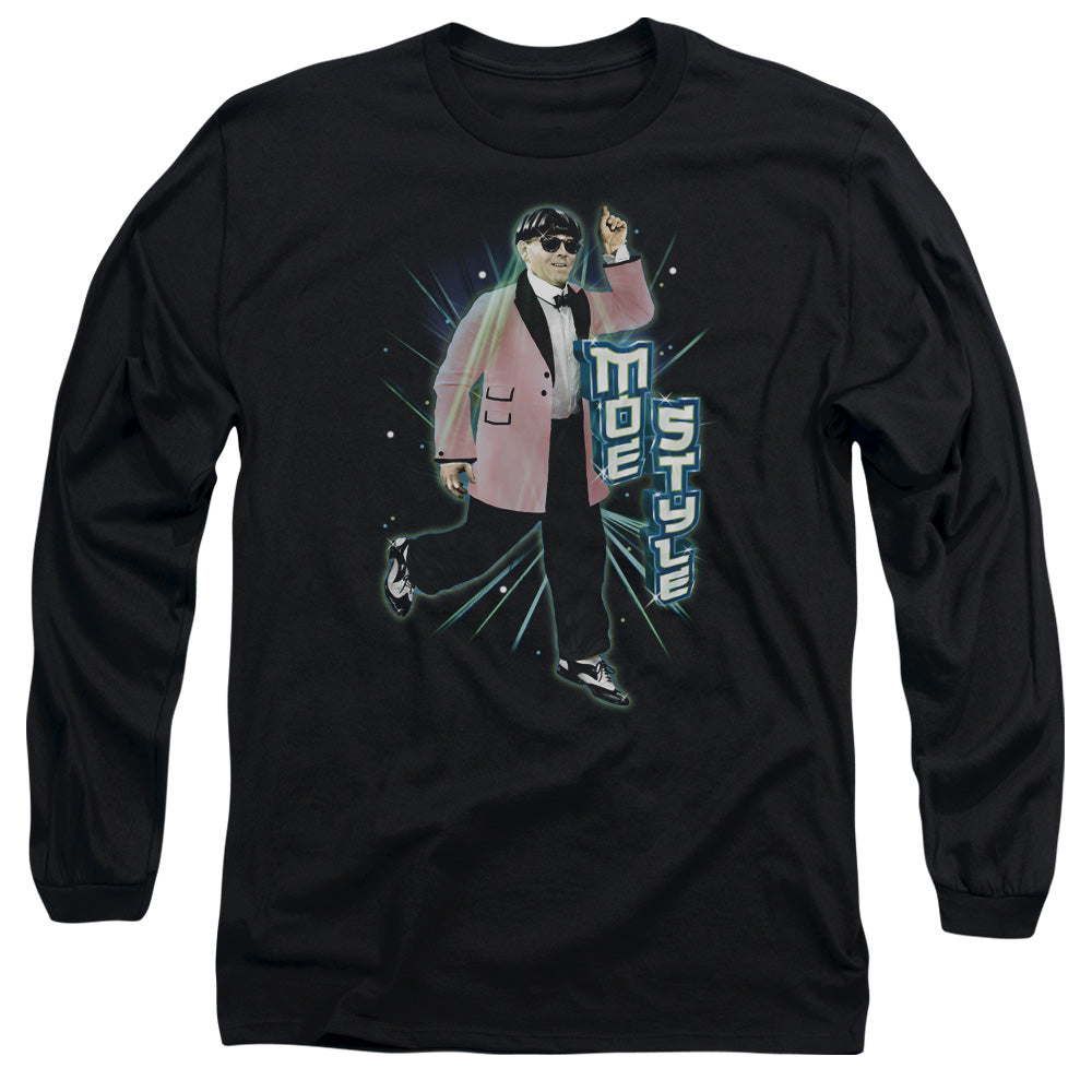 Three Stooges Moe Style Mens Long Sleeve Shirt Black
