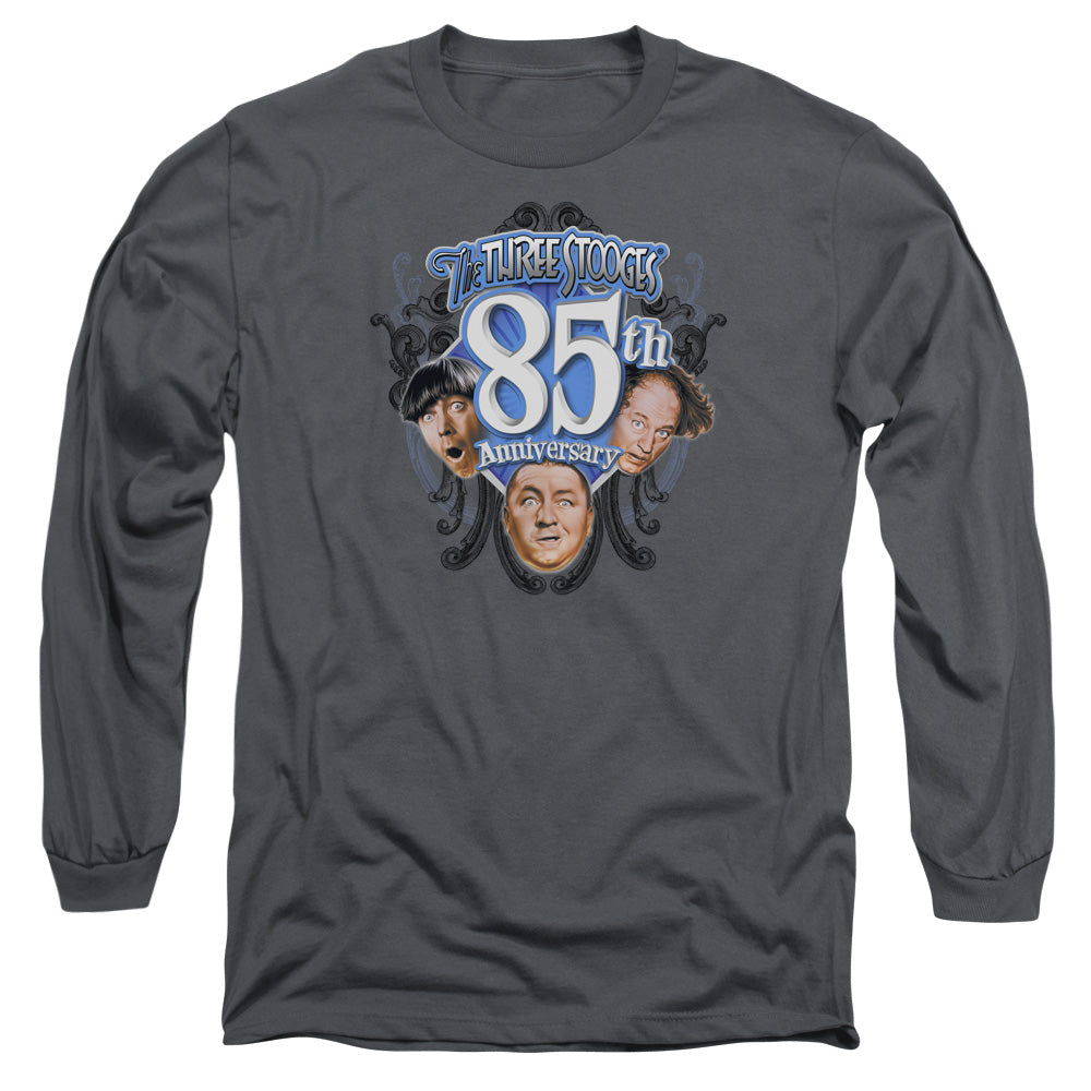 Three Stooges 85th Anniversary 2 Mens Long Sleeve Shirt Charcoal