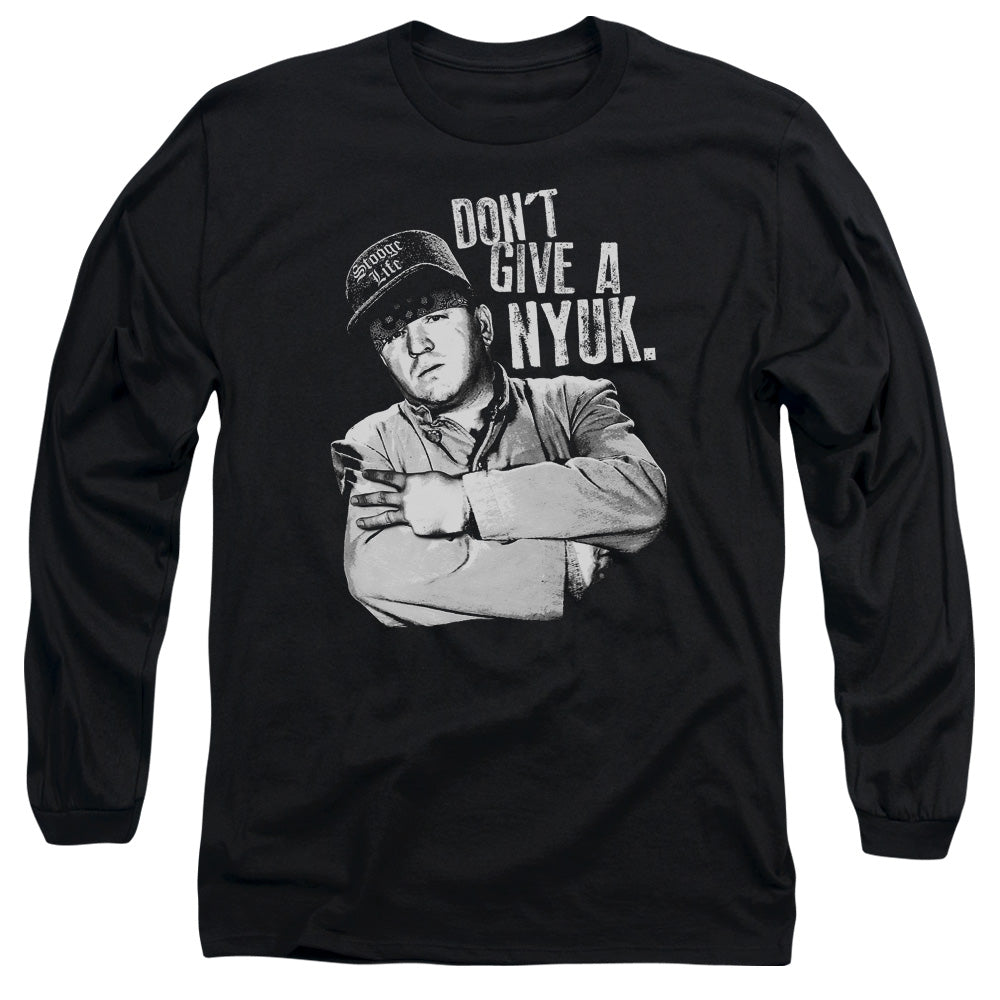 Three Stooges Give A Nyuk Mens Long Sleeve Shirt Black