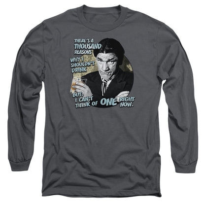 Three Stooges Drink Mens Long Sleeve Shirt Charcoal
