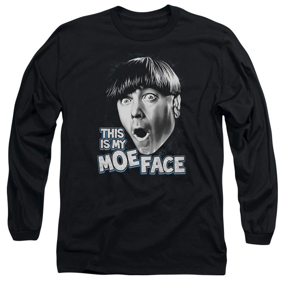 Three Stooges Moe Face Mens Long Sleeve Shirt Black