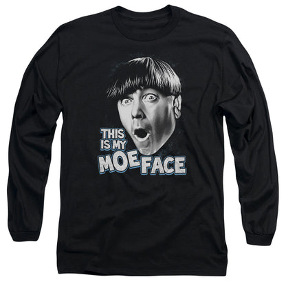 Three Stooges Moe Face Mens Long Sleeve Shirt Black