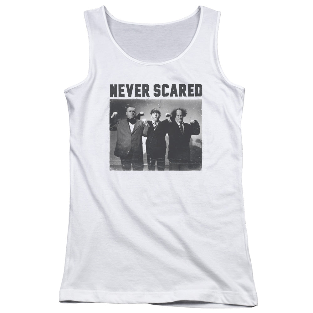 Three Stooges Never Scared Womens Tank Top Shirt White