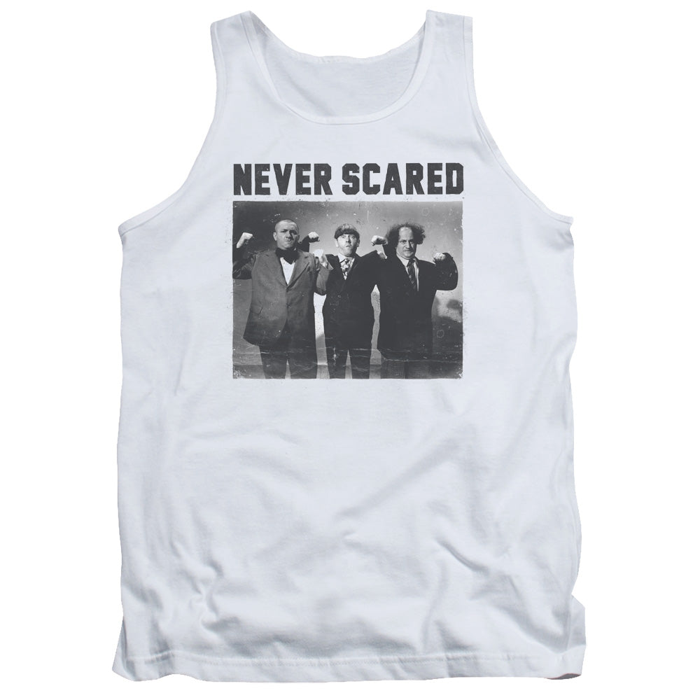 Three Stooges Never Scared Mens Tank Top Shirt White