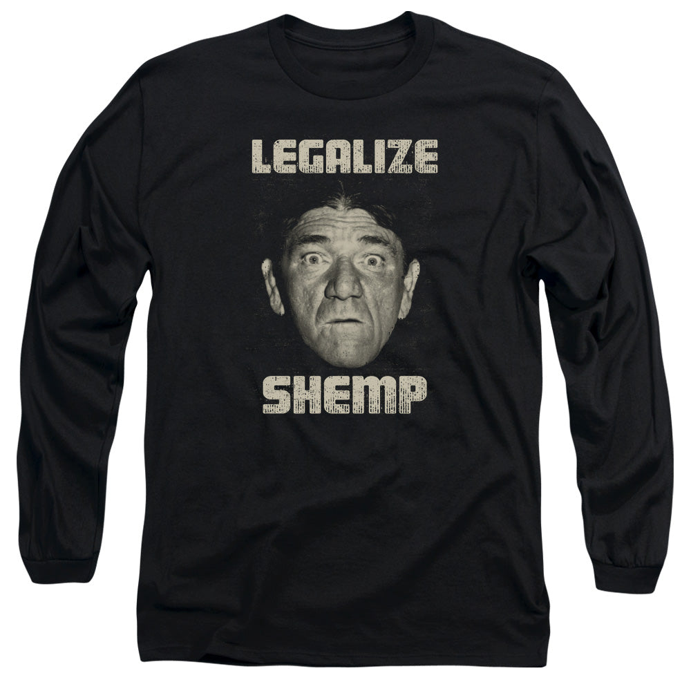 Three Stooges Legalize Shemp Mens Long Sleeve Shirt Black