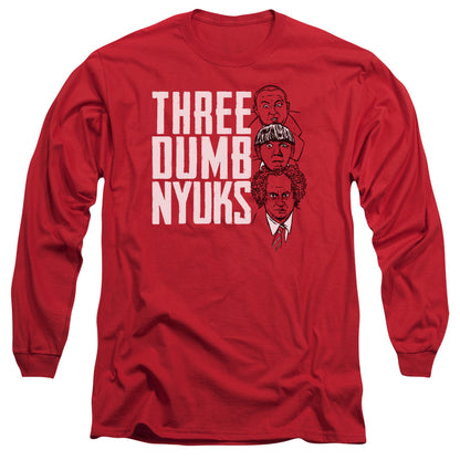 Three Stooges Three Dumb Nyukens Long Sleeve Shirt Red