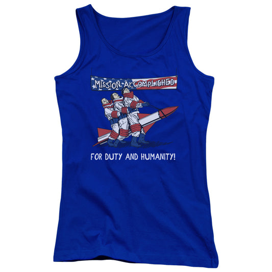 Three Stooges Mission Accomplished Womens Tank Top Shirt Royal Blue