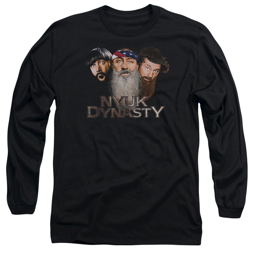 Three Stooges Nyuk Dynasty 2 Mens Long Sleeve Shirt Black