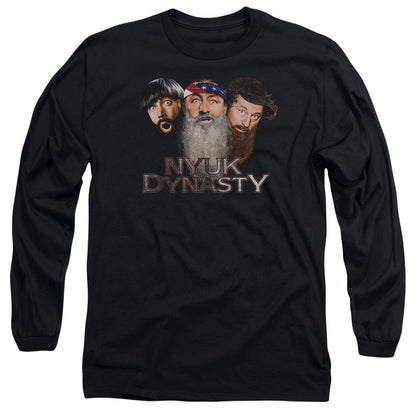 Three Stooges Nyuk Dynasty 2 Mens Long Sleeve Shirt Black