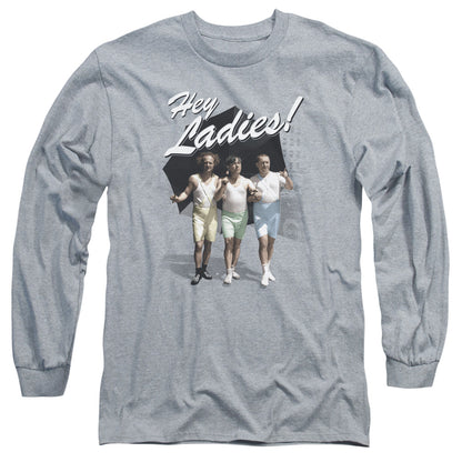 Three Stooges Hey Ladieens Long Sleeve Shirt Athletic Heather