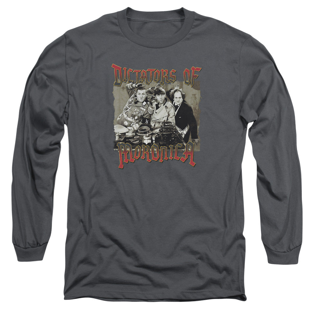 Three Stooges Moronica Mens Long Sleeve Shirt Charcoal