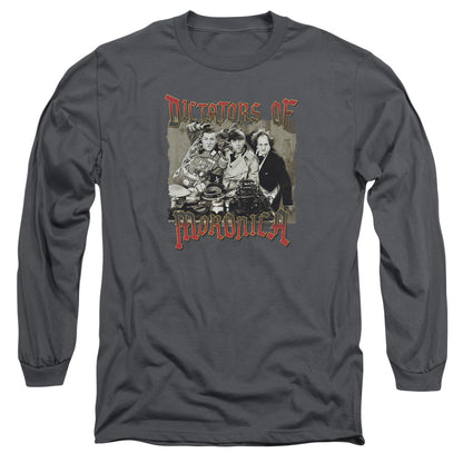 Three Stooges Moronica Mens Long Sleeve Shirt Charcoal