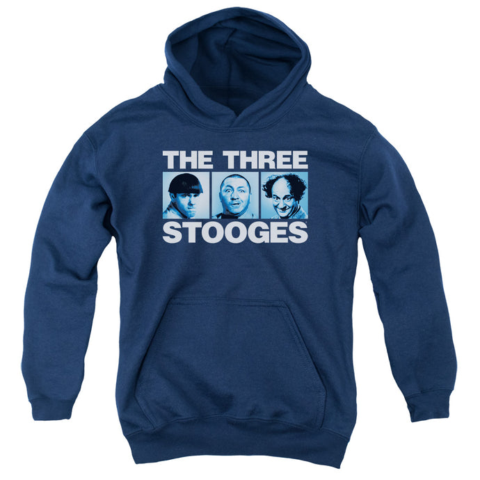 Three Stooges Three Squares Kids Youth Hoodie Navy Blue