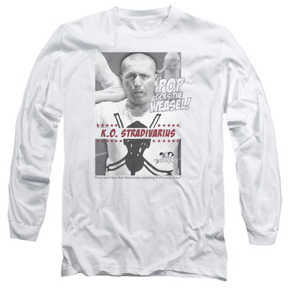 Three Stooges Weasel Mens Long Sleeve Shirt White