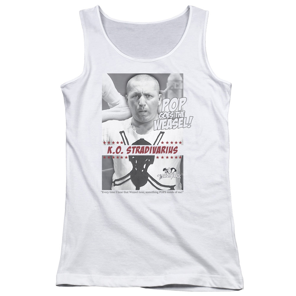 Three Stooges Weasel Womens Tank Top Shirt White