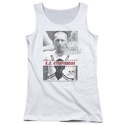 Three Stooges Weasel Womens Tank Top Shirt White