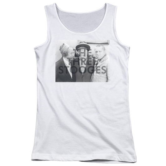 Three Stooges Cutoff Womens Tank Top Shirt White