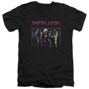 Twisted Sister Neon Gate Mens Slim Fit V-Neck T Shirt Black