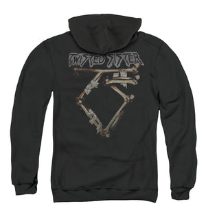 Twisted Sister Bone Logo Back Print Zipper Mens Hoodie Black