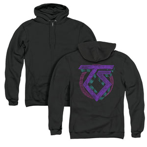 Twisted Sister Symbol Back Print Zipper Mens Hoodie Black