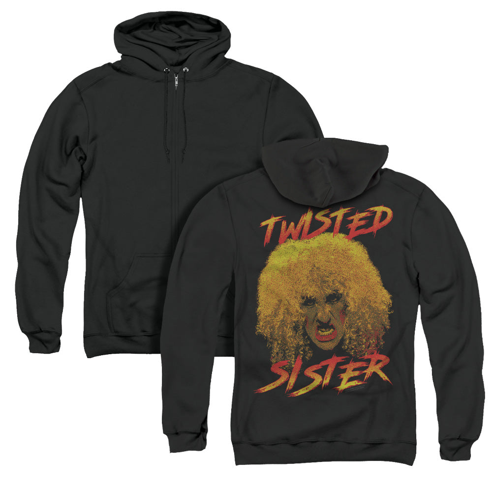 Twisted Sister Twisted Scream Back Print Zipper Mens Hoodie Black