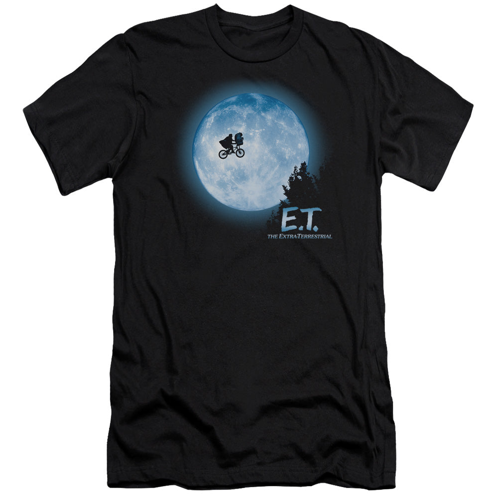 ET the Extra Terrestrial Moon Scene Slim Fit Mens T Shirt Black