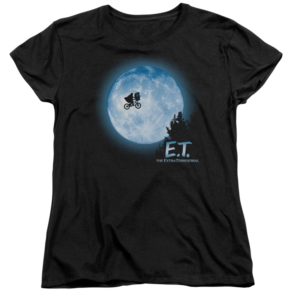ET the Extra Terrestrial Moon Scene Womens T Shirt Black