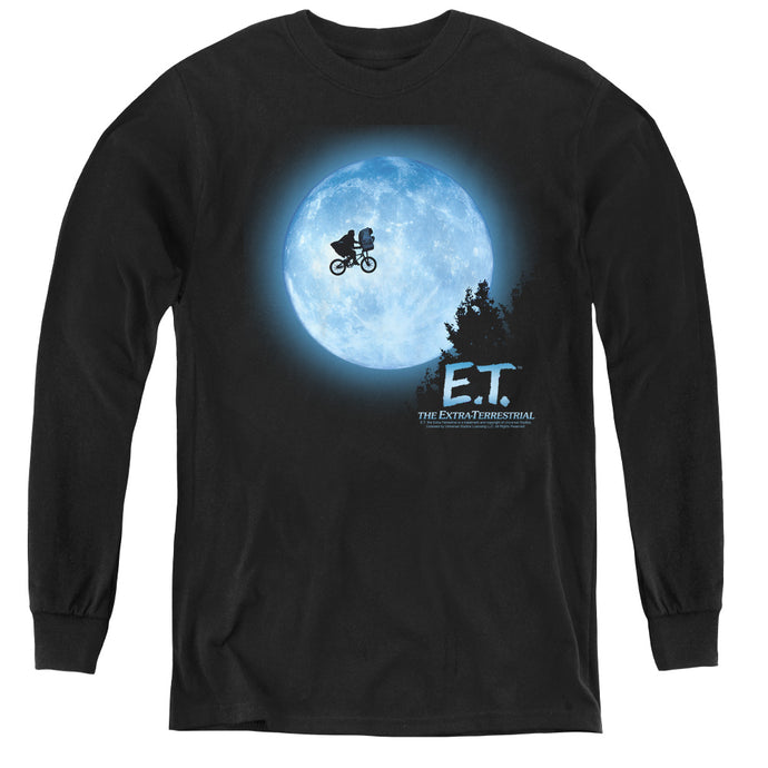 ET the Extra Terrestrial Moon Scene Long Sleeve Kids Youth T Shirt Black