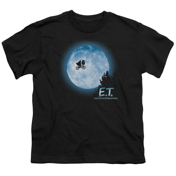 ET the Extra Terrestrial Moon Scene Kids Youth T Shirt Black