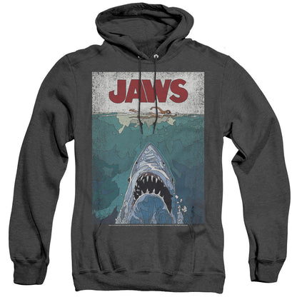 Jaws Lined Poster Heather Mens Hoodie Black