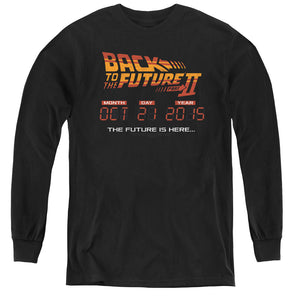 Back To The Future II Future Is Here Long Sleeve Kids Youth T Shirt Black