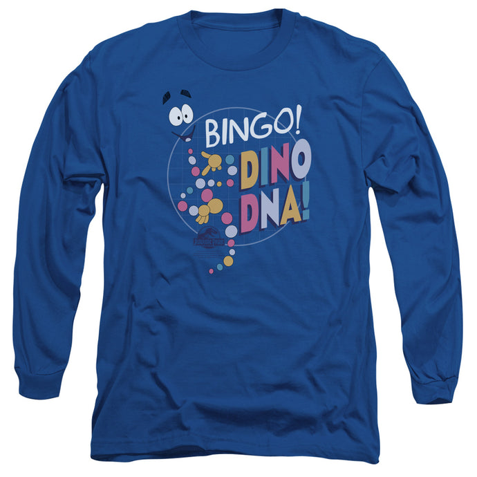 Jurassic Park Bingo Dino DNA Mens Long Sleeve Shirt Royal Blue