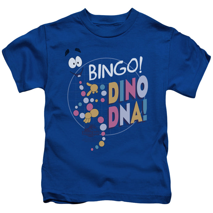 Jurassic Park Bingo Dino DNA Juvenile Kids Youth T Shirt Royal Blue